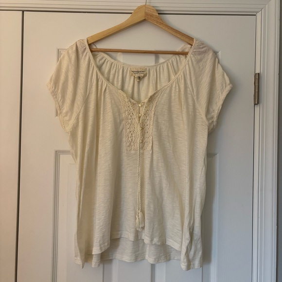 Denim & Supply Ralph Lauren Tops - Denim & Supply Ralph Lauren Peasant Blouse Boho Flowy Lace Tassel Cream XL